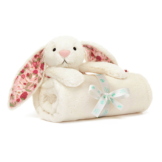 Jellycat, Blossom Cream Bunny 'Berry' Blankie