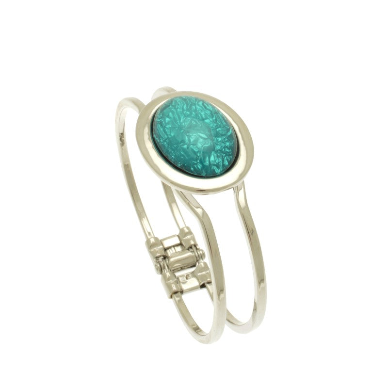 Miss Milly, Emerald Green Foil Resin Hinged Bangle