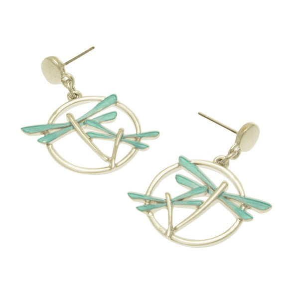 Miss Milly, Aqua Green Dragonfly Earrings
