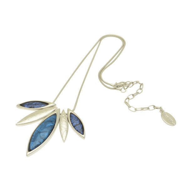 Miss Milly, Blue and Silver Resin Leaf Necklace