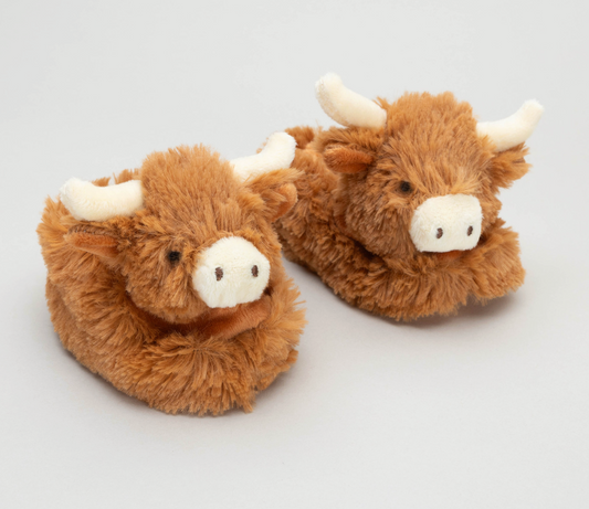 Jomanda, Highland Coo Plush Baby Slippers - 0-6 months
