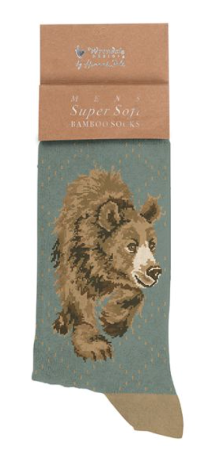 Wrendale, Socks, Size 7 - 11, Bear, In My Footsteps