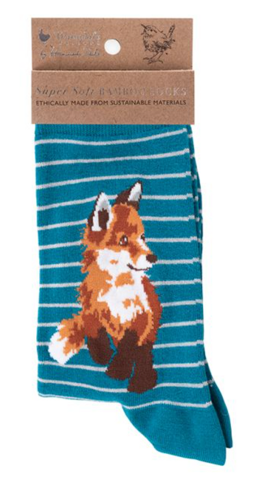 Wrendale, Socks, Size 4 - 8, Fox, Born to be Wild