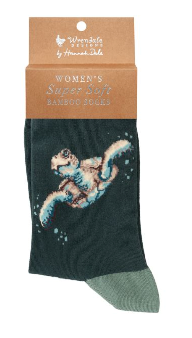 Wrendale, Socks, Size 4 - 8, Turtle, Swimming School