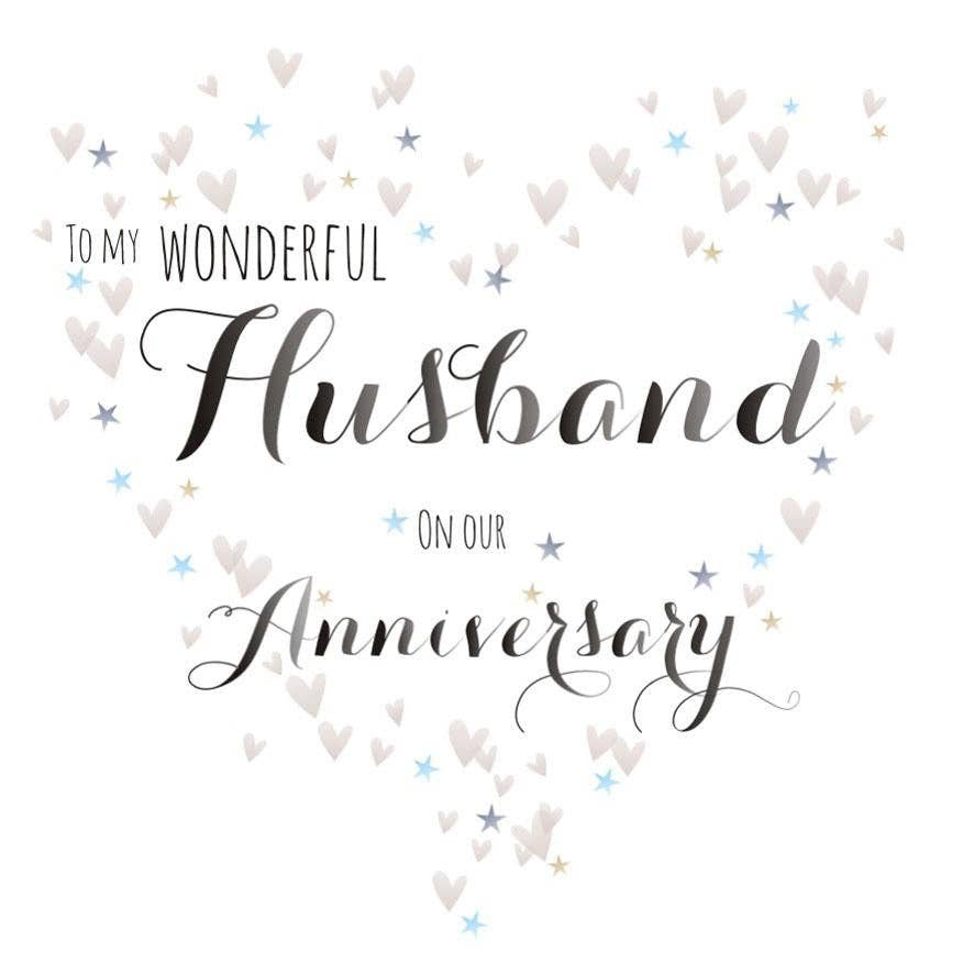 Wedding Card, Heart, Wonderful Husband Anniversary
