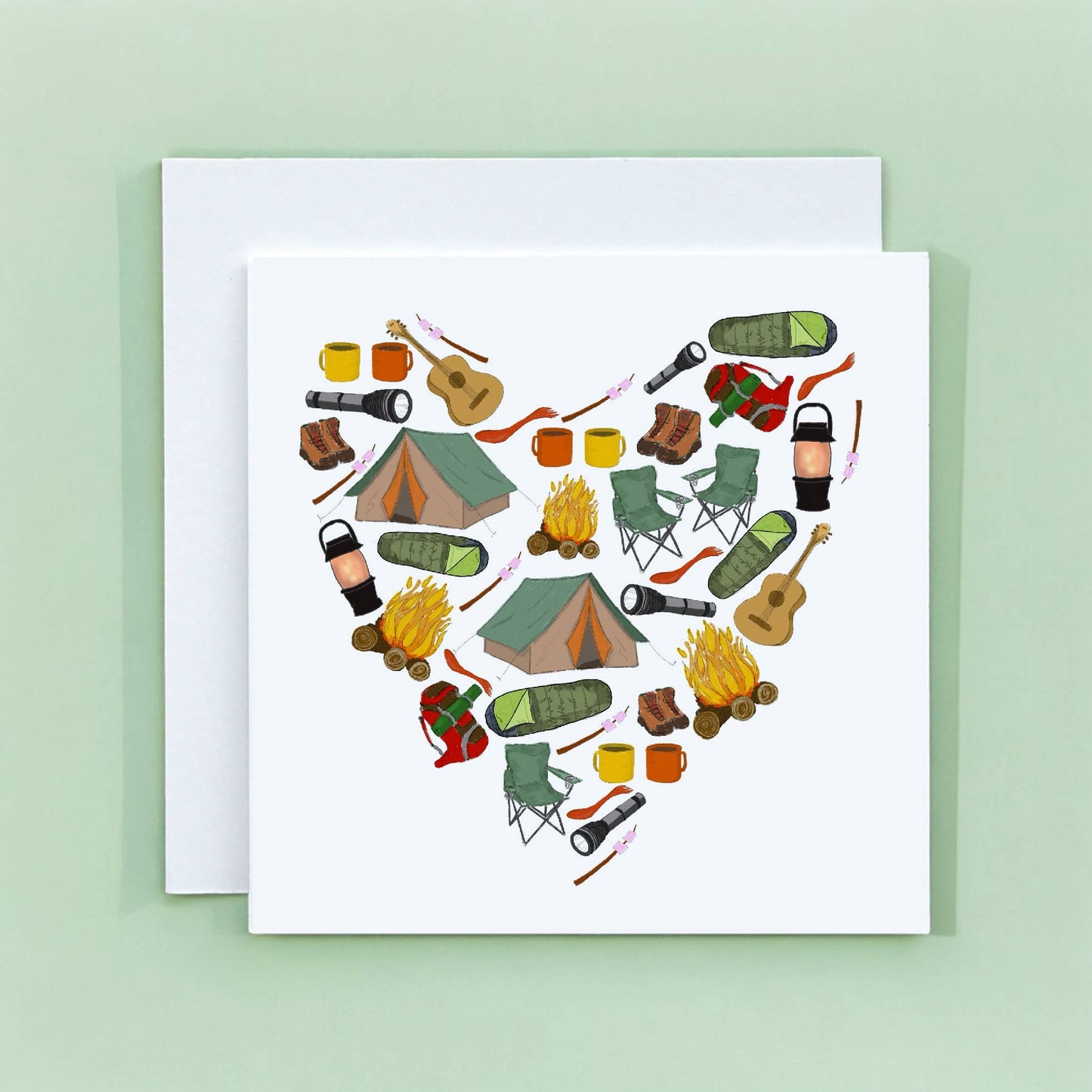 Camping heart greeting card - wild, outdoors