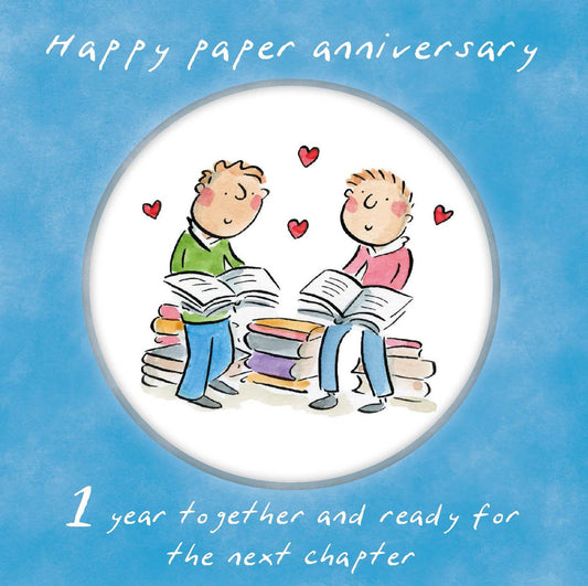 Same sex 1st Paper anniversary LGBTQ+ card (male)