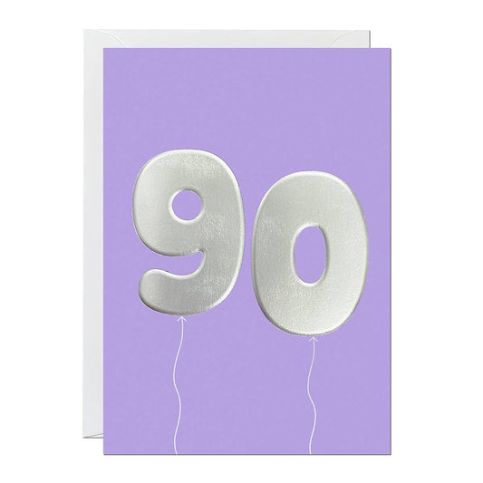 Ricicle Cards - 90th Birthday Card | Milestone Birthday | Balloon | Age Card