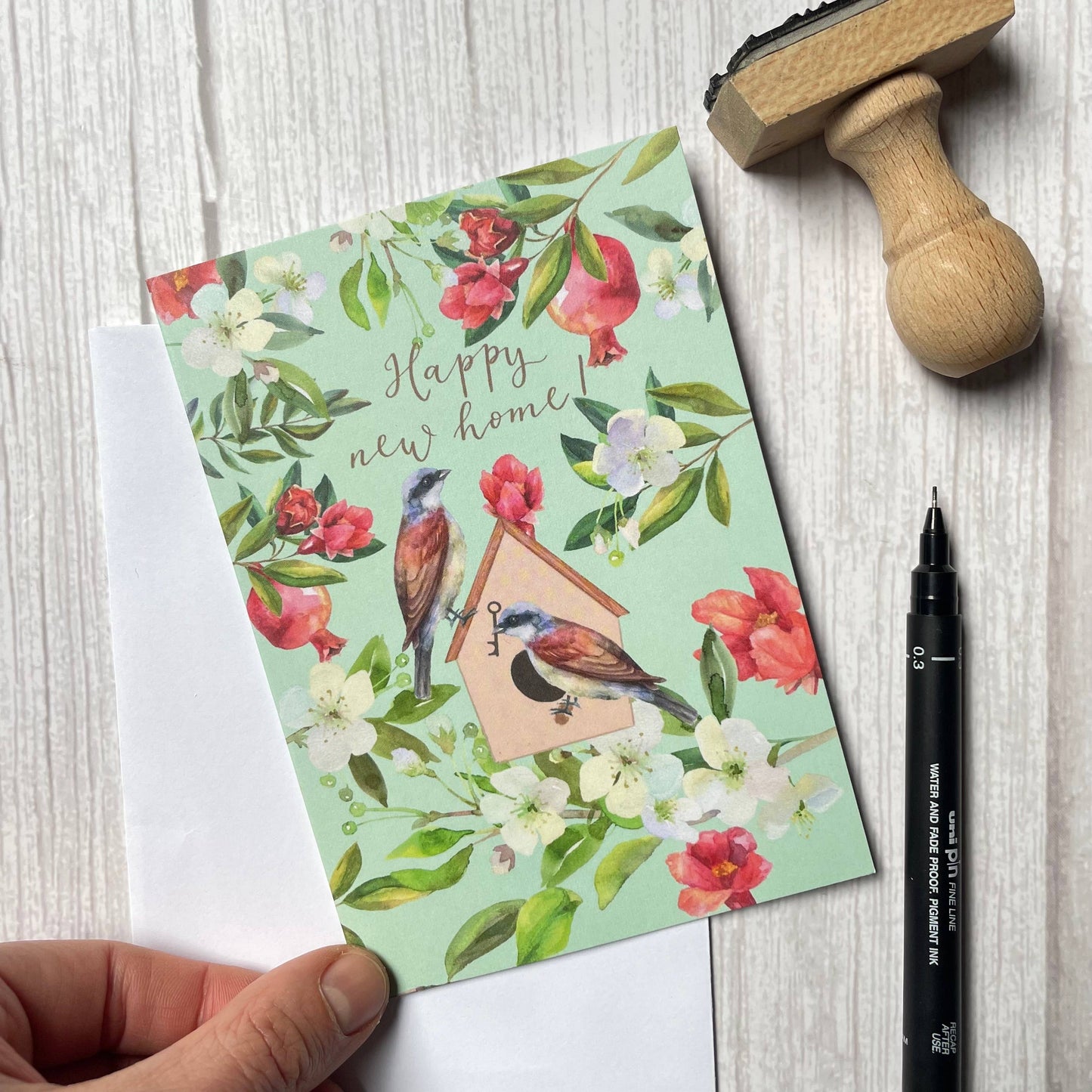 New home card, bird box