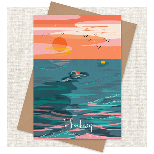 To the buoy card - wild swimming card cold water swimming