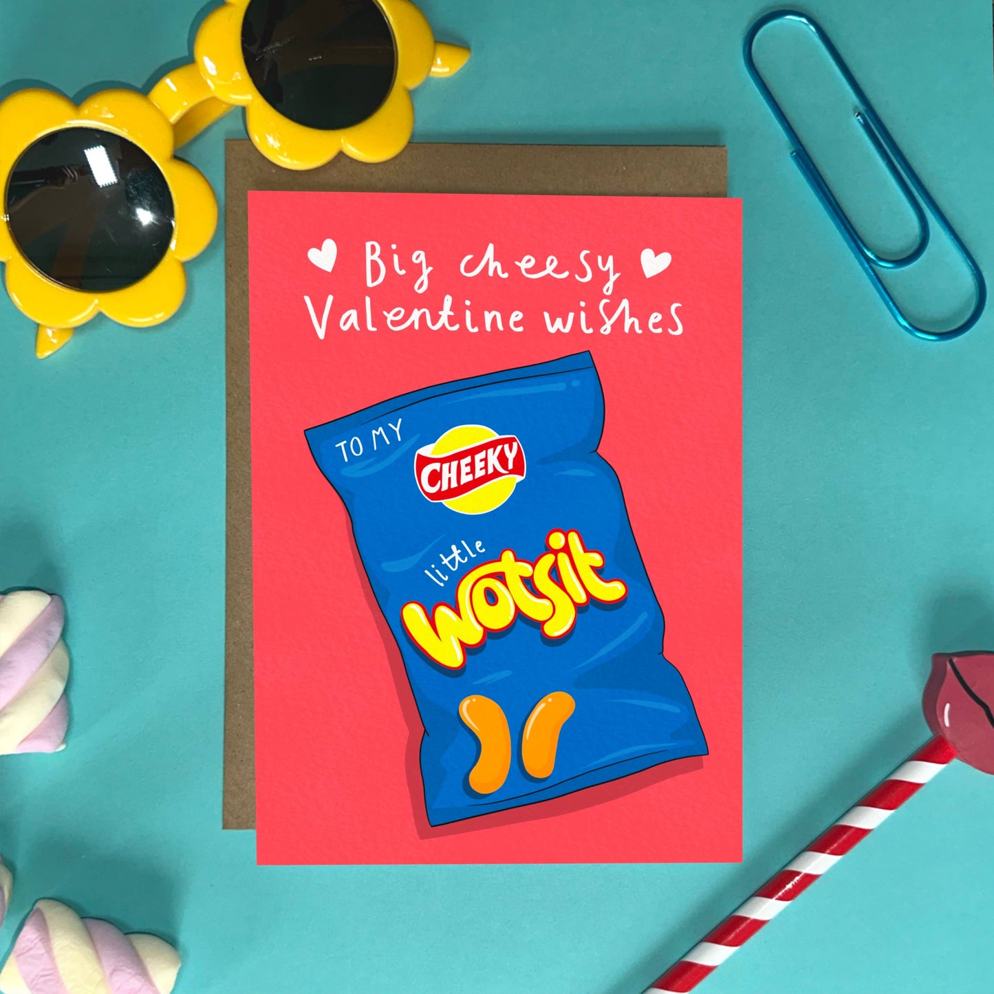 Funny Valentine's Day Card - A6 -  or a Cheesy Cheeky Little Wotsit
