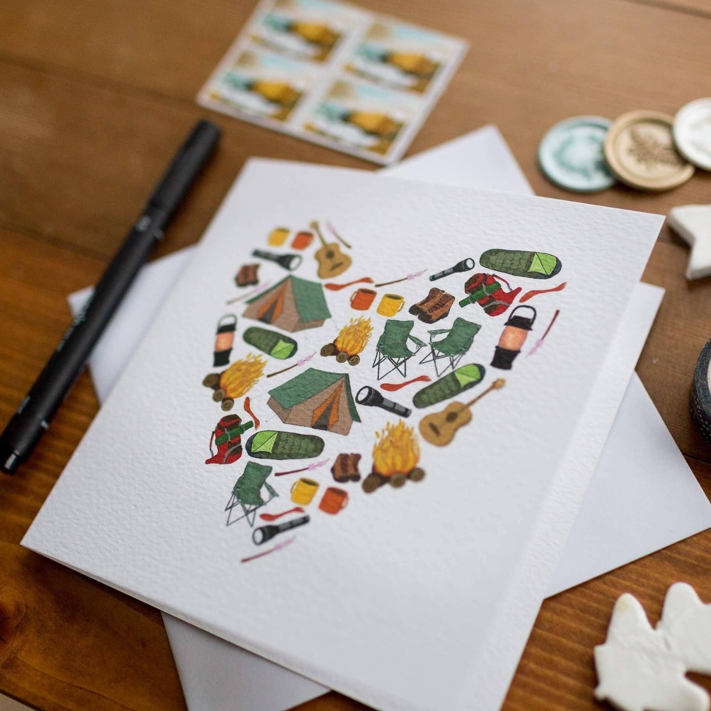 Camping heart greeting card - wild, outdoors