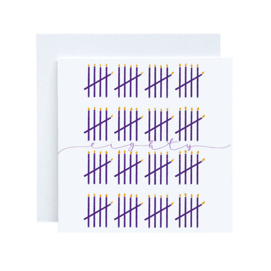 80th birthday card, big milestone birthday, tally candles