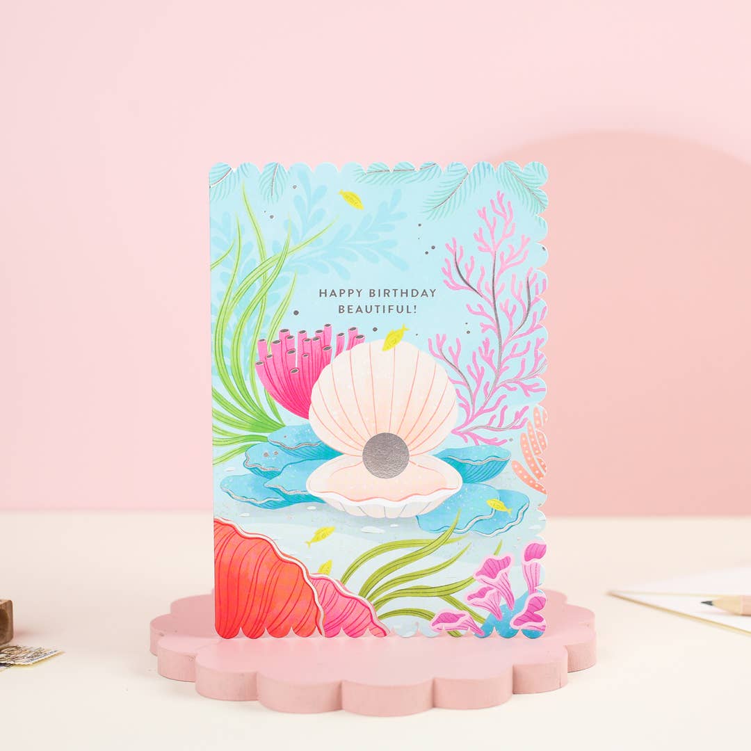 Ricicle Cards - Happy Birthday Beautiful | Pretty Greeting Card | Oyster
