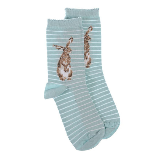 Wrendale, Socks, Size 4 - 8, Hare (Hare and the Bee)