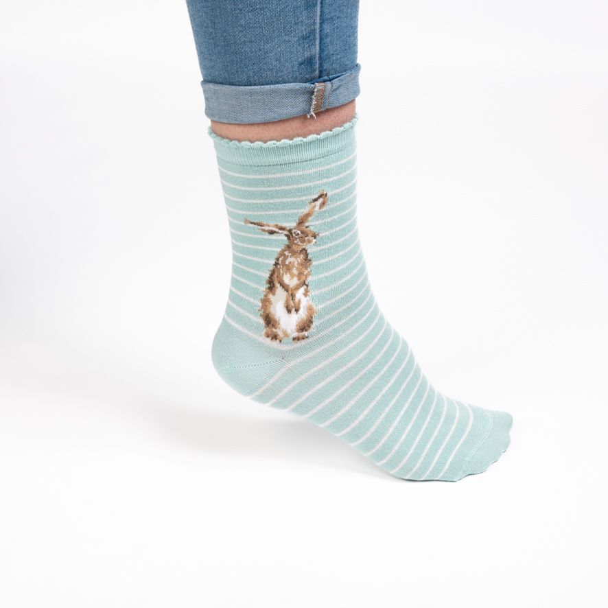 Wrendale, Socks, Size 4 - 8, Hare (Hare and the Bee)