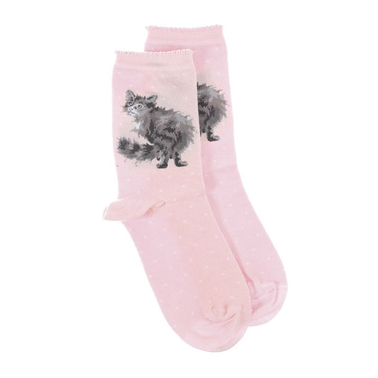 Wrendale, Socks, Size 4 - 8, Cat, Glamour Puss