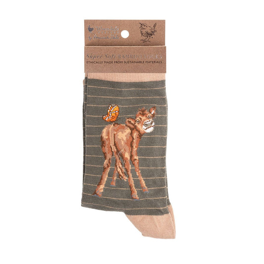 Wrendale, Socks, Size 4 - 8, Cow, Flutterly Fabulous
